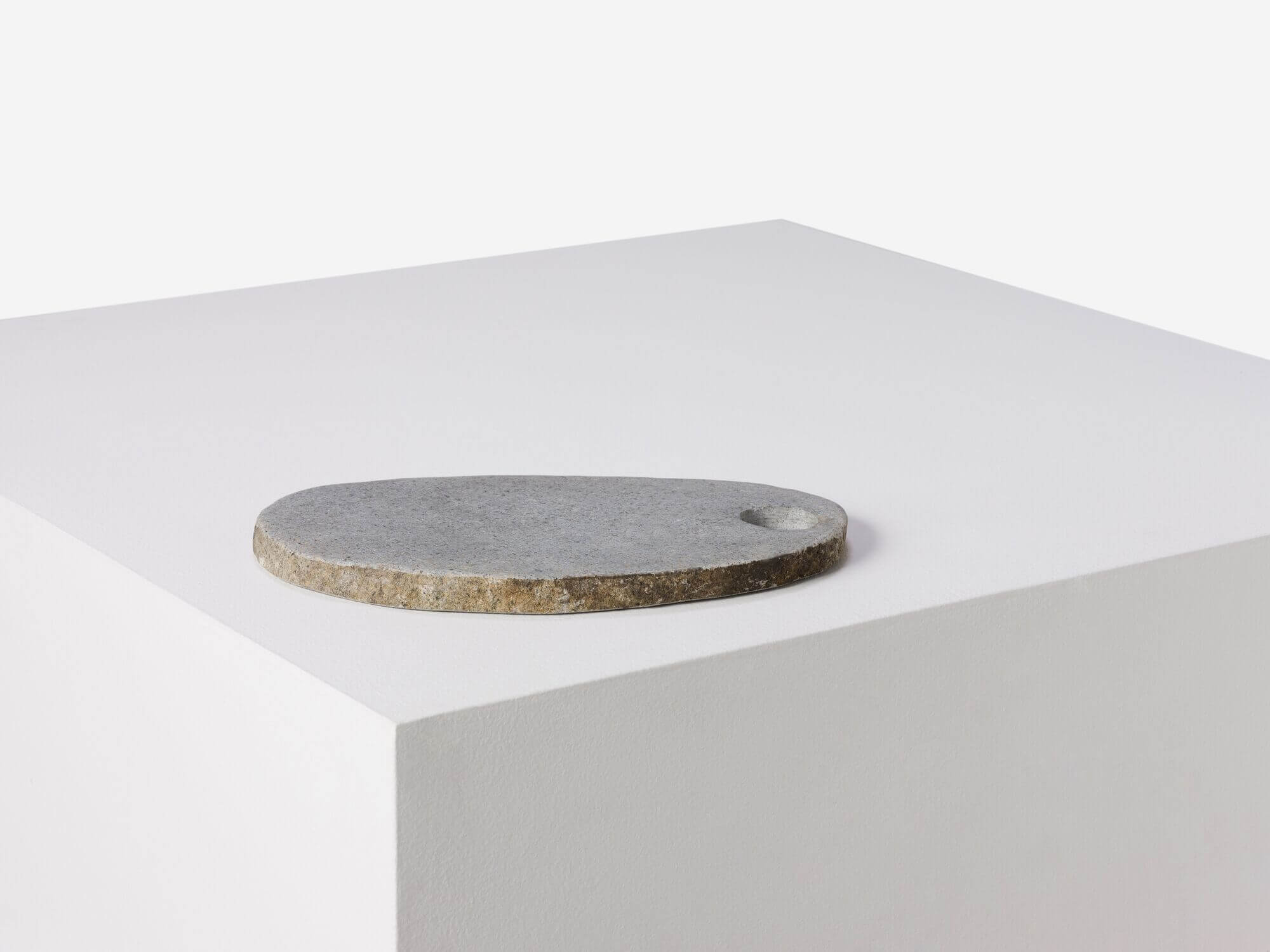 Small natural stone platter right side view